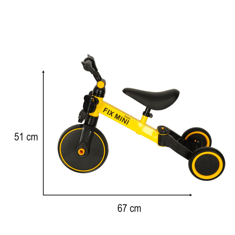 Balansinis triratukas vaikams su pedalais 3in1, geltonas