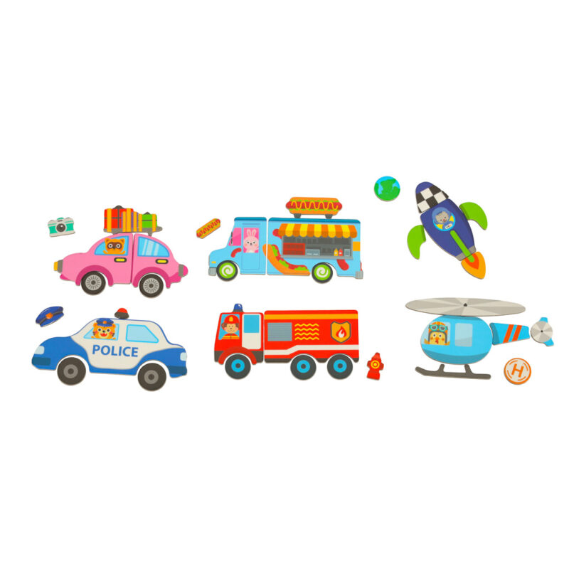 Magnetinė dėlionė-knygutė vaikams „Transportas“ (73 det.)