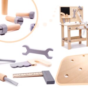 Medinės vaikiškos dirbtuvės su įrankiais „Pasidaryk pats“