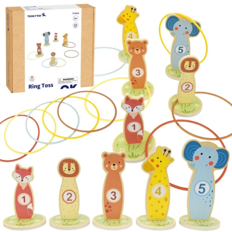 Įgūdžių žaidimas su mediniais lankais „Mėtyk į taikinį“ (15 vnt.)