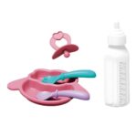 Lėlė su vežimėliu ir maitinimo rinkiniu