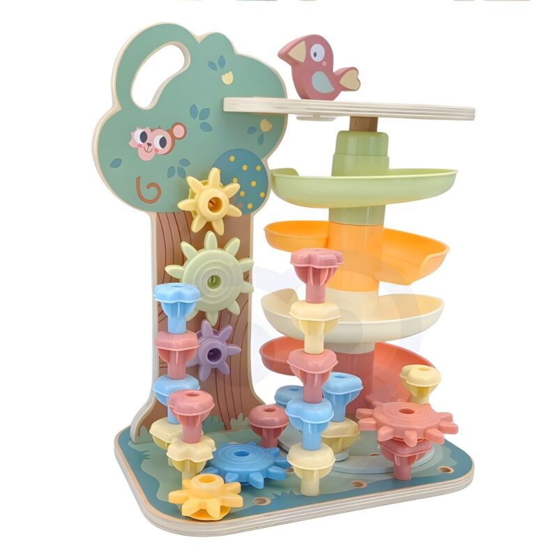 Montessori kamuoliukų takelis "Gamtos medis" 4in1