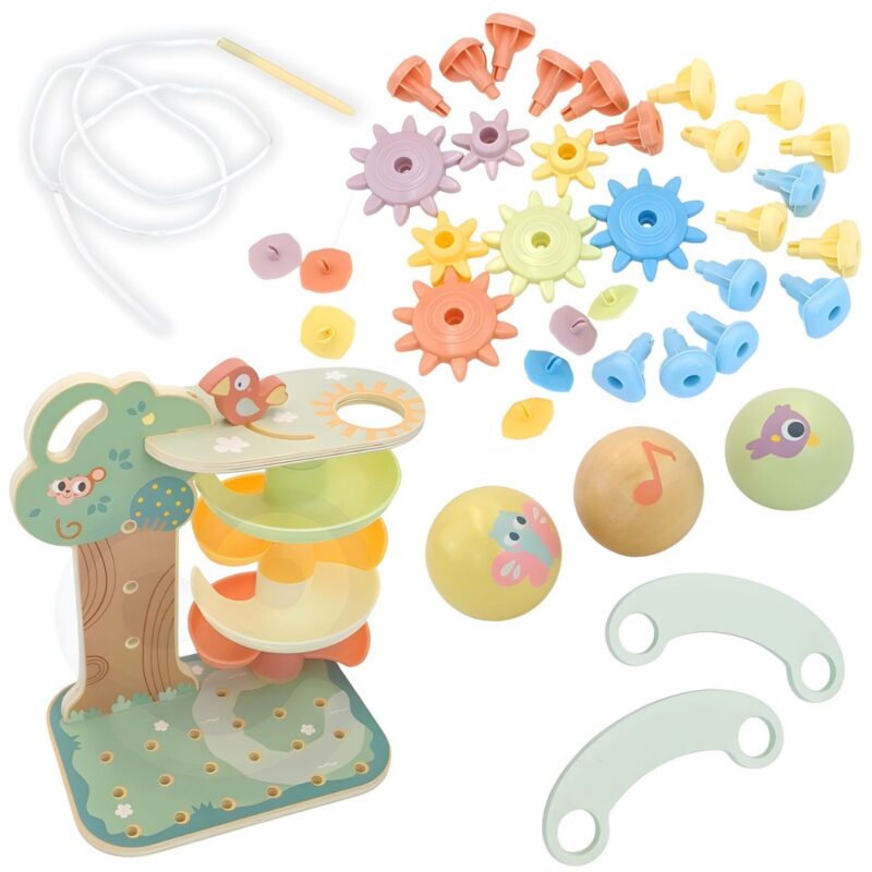 Montessori kamuoliukų takelis "Gamtos medis" 4in1