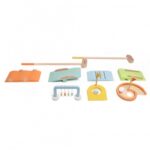 Medinis golfo rinkinys su įvairiomis kliūtimis