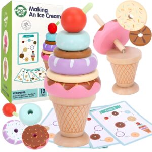 Medinė montessori ledų dėlionė, (12det.)