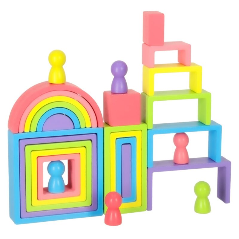 Medinės spalvotos edukacinės kaladėlės "Vaivorykštė"