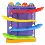 Interaktyvus 3in1 kamuoliukų takelis su plaktuku ir automobiliu "Pingvinas"