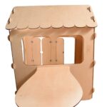 Medinis vaikų namelis su magnetine lenta ir stalu