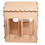 Medinis vaikų namelis su magnetine lenta ir stalu