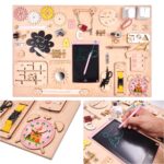 Medinė sensorinė manipuliavimo lenta 75x50 cm, rožinė