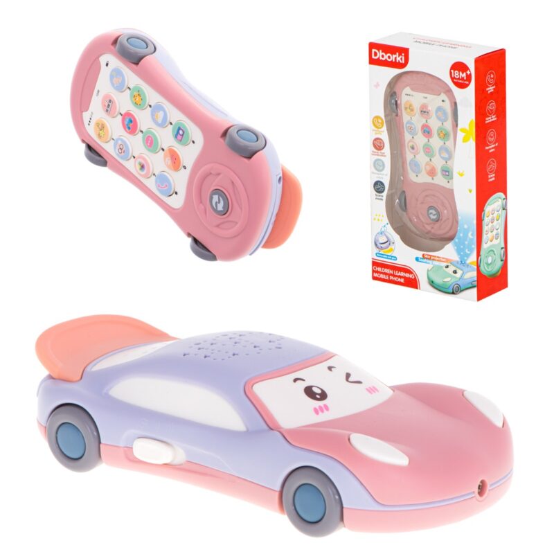 Muzikinis automobilis - telefonas su žvaigždžių projektoriumi, rožinis