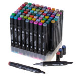 Dvipusiai žymekliai su dėklu + stovas (80 vnt.)