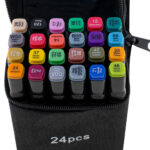 Dvipusiai žymekliai su dėklu + stovas (24 vnt.)