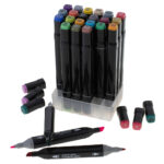 Dvipusiai žymekliai su dėklu + stovas (24 vnt.)