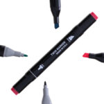 Dvipusiai žymekliai su dėklu + stovas (24 vnt.)