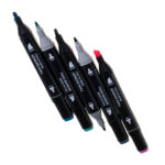 Dvipusiai žymekliai su dėklu + stovas (24 vnt.)