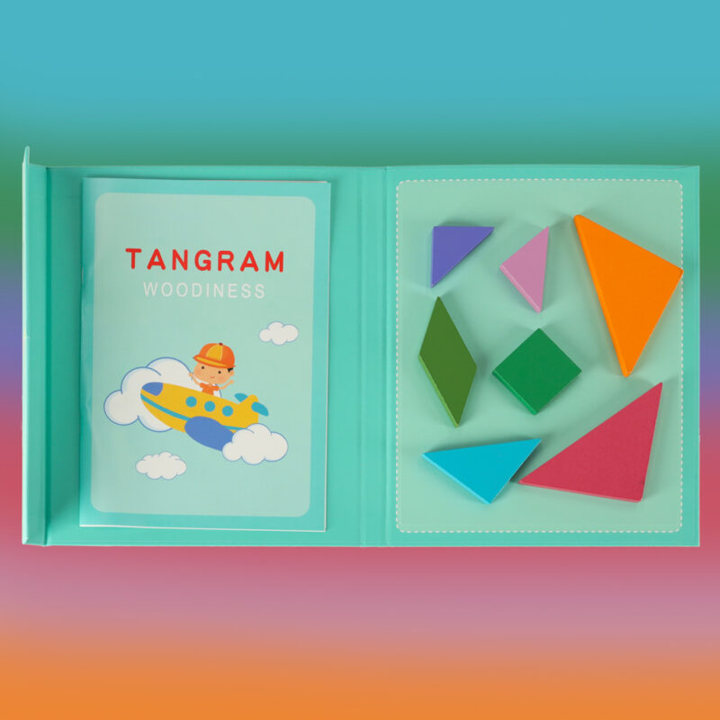 Montessori magnetinė dėlionių knyga „Tangram“ vaikams nuo 3 metų