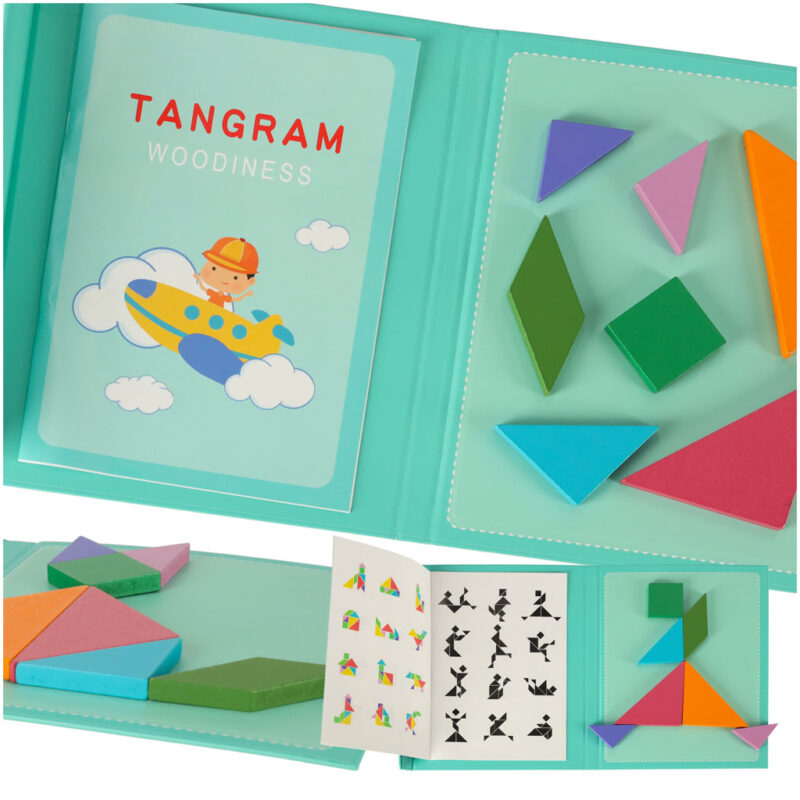 Montessori magnetinė dėlionių knyga „Tangram“ vaikams nuo 3 metų