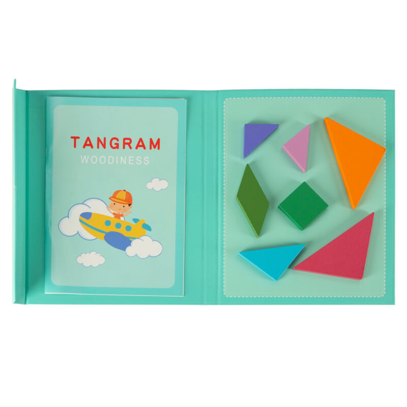 Montessori magnetinė dėlionių knyga „Tangram“ vaikams nuo 3 metų