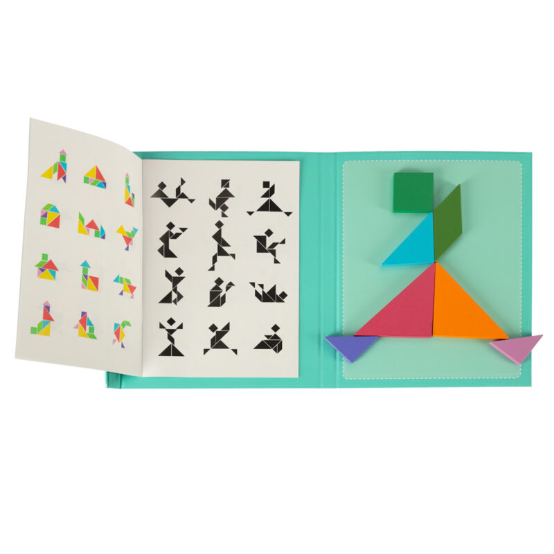 Montessori magnetinė dėlionių knyga „Tangram“ vaikams nuo 3 metų