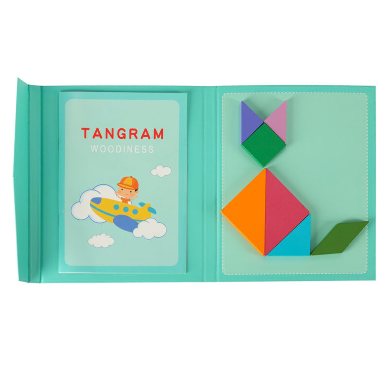 Montessori magnetinė dėlionių knyga „Tangram“ vaikams nuo 3 metų