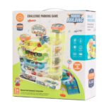 Automobilių trasa su garažu, elektriniu liftu ir 8 automobiliais