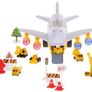 Lėktuvas-transporteris vaikams su statybinėmis mašinėlėmis