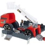 Sunkvežimis - transporteris 2in1+3 automobiliai, raudonas