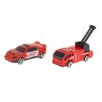 Sunkvežimis - transporteris 2in1+3 automobiliai, raudonas