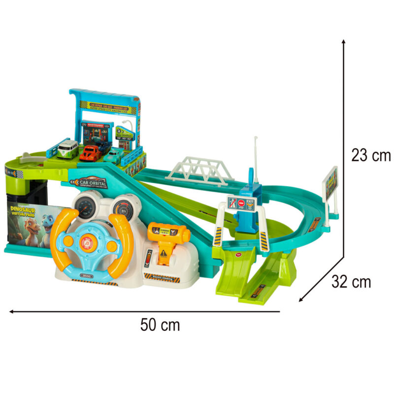 Automobilių trasa su vairu vaikams, žalia