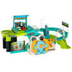 Automobilių trasa su vairu + 4 automobiliai, žalia