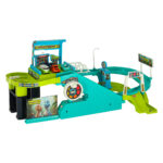 Automobilių trasa su vairu + 4 automobiliai, žalia