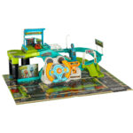 Automobilių trasa su vairu + 4 automobiliai, žalia