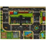 Automobilių trasa su vairu + 4 automobiliai, žalia