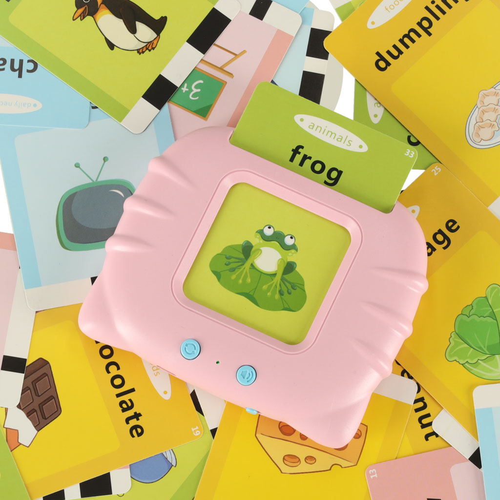 Skaitytuvas ir lavinamosios kalbančios kortelės anglų k. (112vnt.), rožinis Skaitytuvas ir lavinamosios kalbančios kortelės anglų k. (112vnt.), rožinis