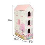 LULILO PAPILIO medinis lėlių namelis su stalčiais ir durimis 80cm, rožinis