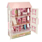 LULILO PAPILIO medinis lėlių namelis su stalčiais ir durimis 80cm, rožinis