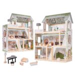 LULILO medinis lėlių namelis su LED apšvietimu 78cm "FLORO boho"