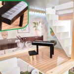 LULILO medinis lėlių namelis su LED apšvietimu 78cm "FLORO boho"