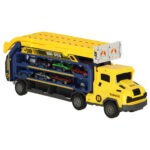 Lenktyninių automobilių transporteris su trasa, geltonas (6el.)