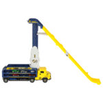 Lenktyninių automobilių transporteris su trasa, geltonas (6el.)