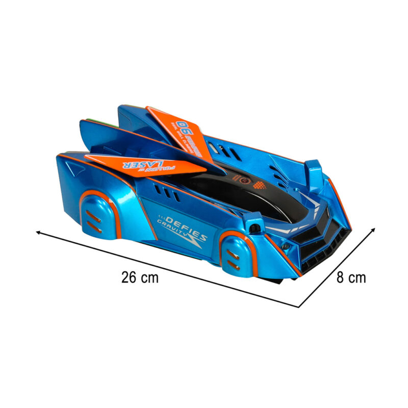 RC lazeriu valdomas automobilis, važiuojantis ant sienos