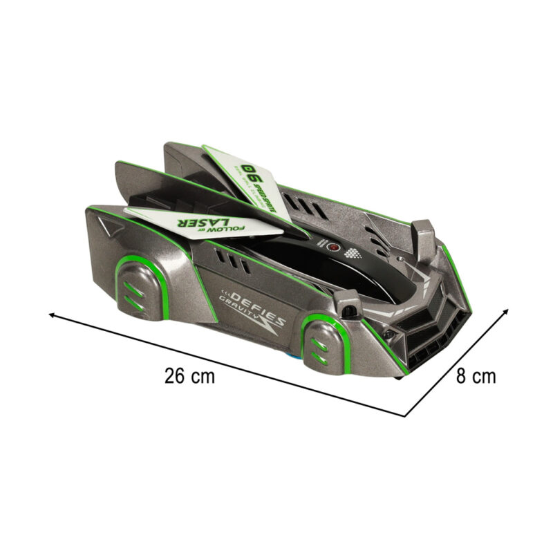 RC lazeriu valdomas automobilis, važiuojantis ant sienos