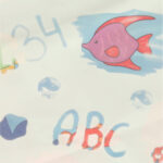 Vandens kilimėlis tapybai su vandens piešimo žymekliais "Vandens pasaulis" 80 cm