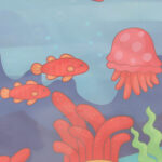 Vandens kilimėlis tapybai su vandens piešimo žymekliais "Vandens pasaulis" 80 cm