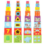 XXL mokomasis medinis bokštas - rūšiuoklė "Mokausi skaičiuoti" 71cm