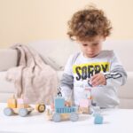 Montessori medinis traukinukas su kaladėlėmis "Gyvūnėliai"