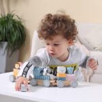 Montessori medinis traukinukas su kaladėlėmis "Gyvūnėliai"