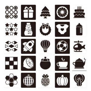 Juoda - balta kontrastinės kortelės kūdikiui 0-3 mėn.