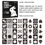 Juoda - balta kontrastinės kortelės kūdikiui 0-3 mėn.